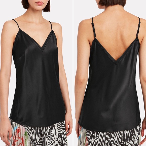 Frame Denim Tops - FRAME Satin Lounge Tank Top In Black Sz Small Sleeveless Blouse Chic Sexy Silky